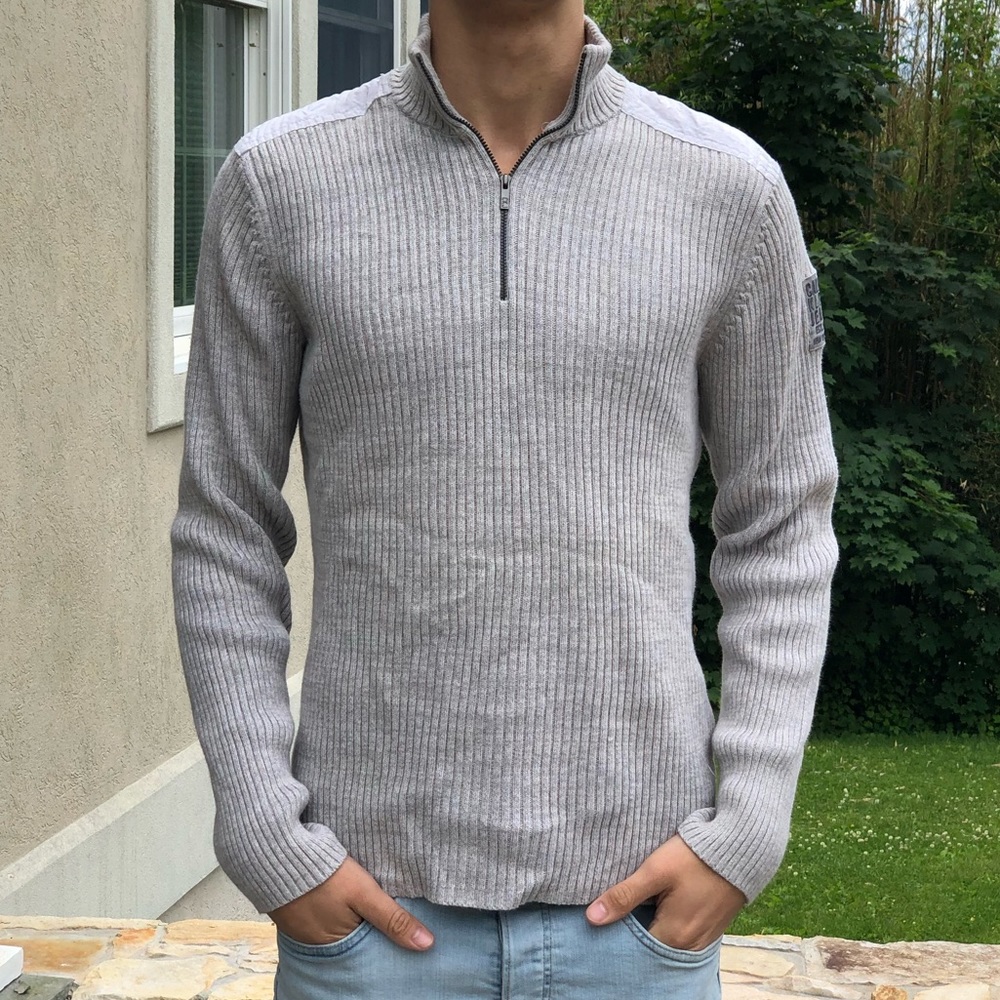 CALVIN KLEIN JEANS Half-Zip Ribbed Sweater